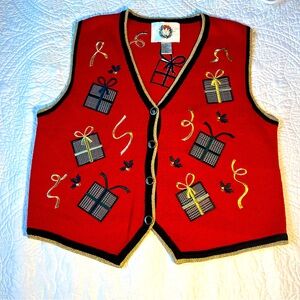 Christopher & Banks Christmas Holiday Sweater Vest Size M Vintage